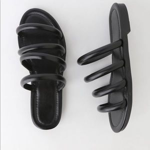 Black slip on sandals